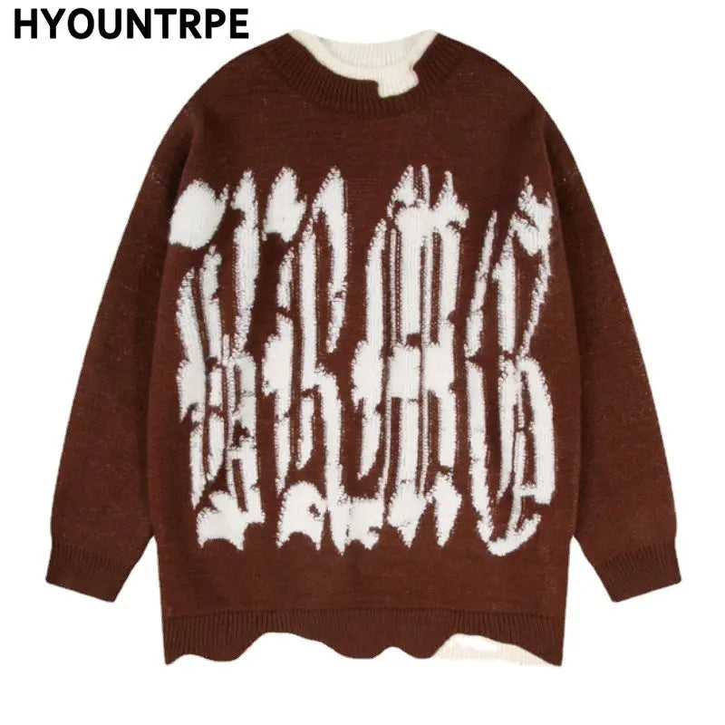 mens sweater fashion patchwork fake two pieces streetwear hip hop knitted sweaters pullover casual cotton sweater unisex clothes - graphic printed hoodie for men and women, soft fleece-lined outerwear, vintage look oversized hoodie