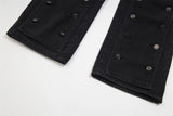 detachable button black washed baggy jeans for men straight harajuku ropa hombre loose denim trousers oversized cargo pants unique cargo style 618