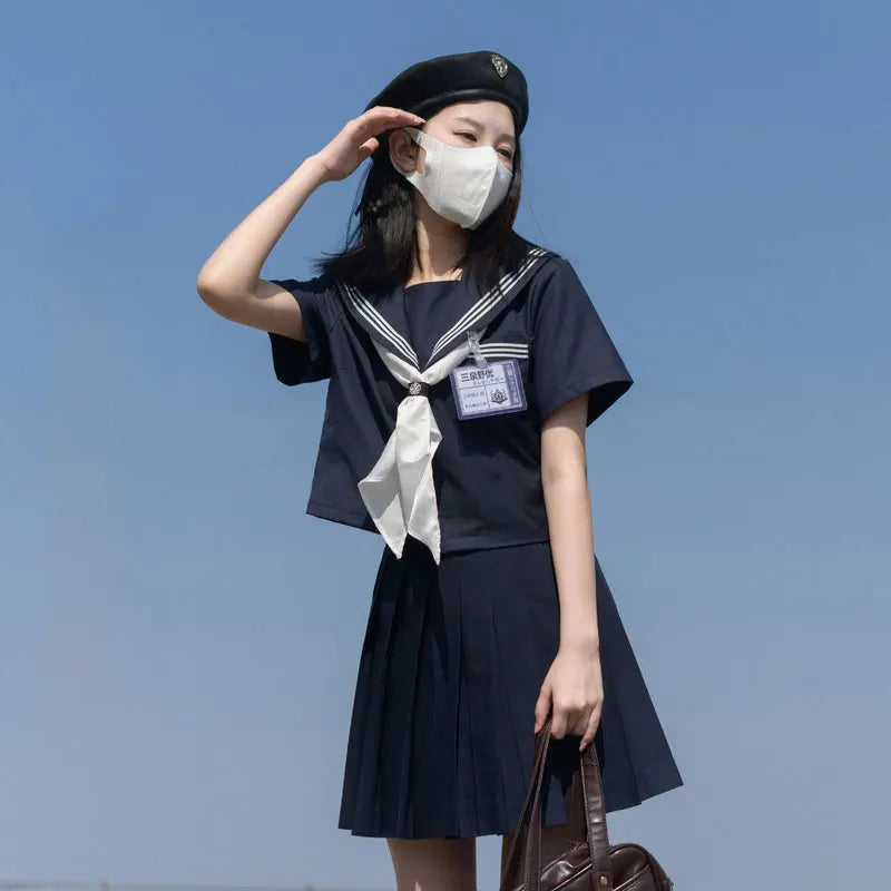 Navy Sailor Outfit Japanese Style School Uniform Skirt Girls JK Uniforms Student Sailor Dress Korean Student Seifuku COS Costume