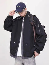 checkered varsity coat, layered streetwear look, trendy