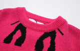 fashion knitted sweater unisex harajuku anime pattern sweaters casual pink color pullover streetwear sweaters jumpers knitwear aesthetic street look hoodie, oversized graphic print design, trendy hip hop style outerwear