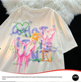 Y2k Vintage t-shirt – Harajuku Butterfly Flower Childlike Painting T Shirts Studen