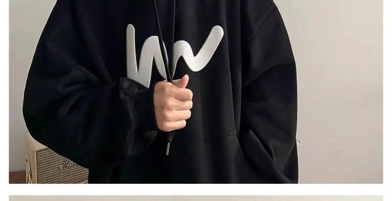 Fashionable Korean personality simple printed hooded sweatshirt for men autumn street Y2K new niche Japanese style boys' hoodie