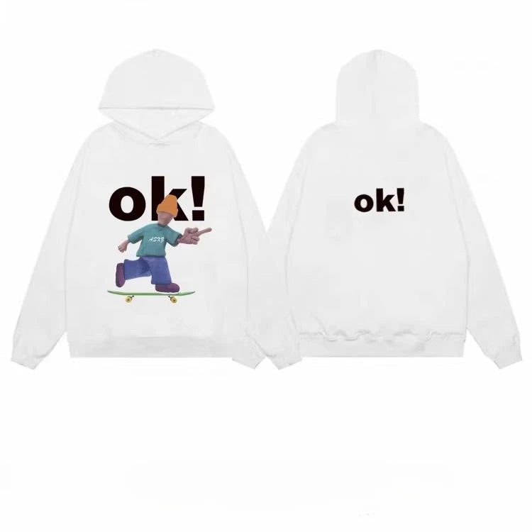 Trendy European American Ins Cartoon Fun Hooded Sweatshirts Men Women in Autumn and Winter Y2K Personalized Hot Couple Jackets