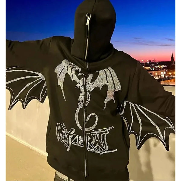 Hip Hop Loose Jacket Interesting Dragon Bat Sleeve Retro Tops Retro St