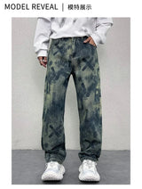 men loose casual american high street hip hop vibe printed denim baggy jeans pants man streetwear ripped jeans trousers unique jeans style 3090