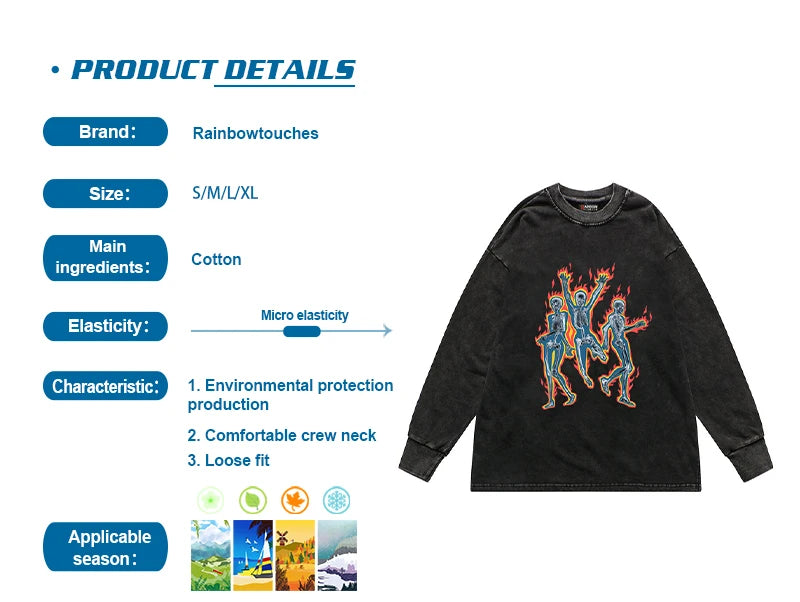 Skatercore Top – Rainbowtouches News Long Sleeved T Shirt Men High Street Fas – Modern Streetwear for Everyone