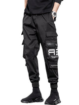 mens cargo pants elastic waist trousers with pockets streetwear hip hop loose fit ankle drawstring military sweatpants joggers unique joggers style 2514