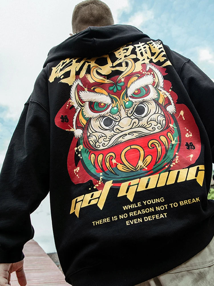 Japanese Streetwear Graphic Print Mens Hoodies Harajuku Fashion Fleece