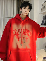 Mens Goth Letter Printed Hooded Sweatshirt American Style Vintage Tren