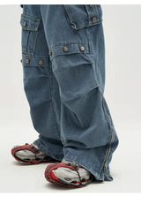 punk rivet denim jeans pants mens 2023 harajuku streetwear bottom zipper cotton casual oversize joggers straight pants trousers unique joggers style 4468