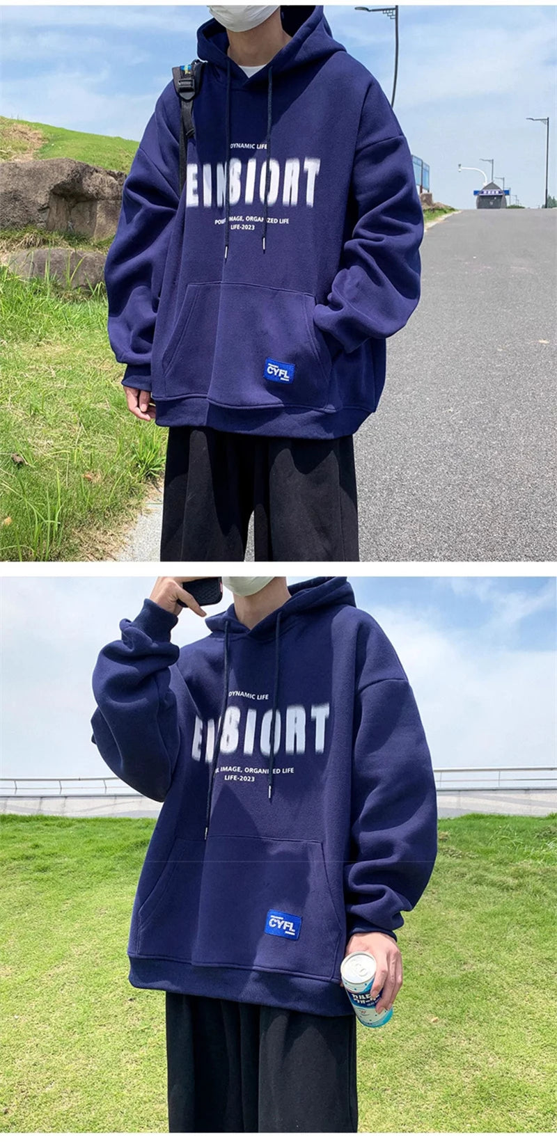 Spring Retro Letter Printed Hoodies Hombre 2024 New Personality Loose
