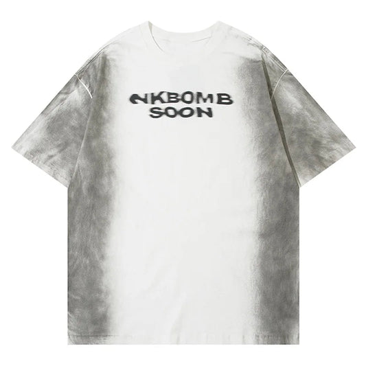 Gothic Vintage print – Men Y2K T Shirts Street Hip Hop Gradient Tshirt Retro Washed