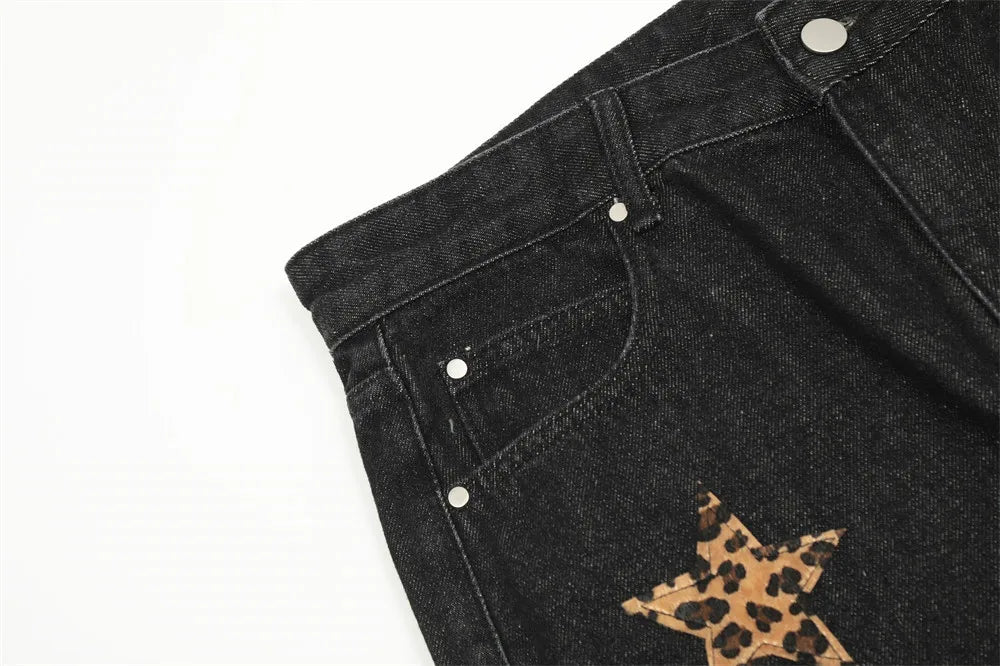 black baggy jeans men star patchwork straight denim pants fashion jeans male streetwear hip hop y2k loose trousers unique jeans style 830