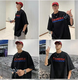 Vaporwave Chrome logo – American Retro Simple Five Quarter Sleeve Trendy Letter Prin