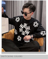 varsity flame knitwear, statement sweater, cozy knitwear for men, oversized grunge aesthetic winter top