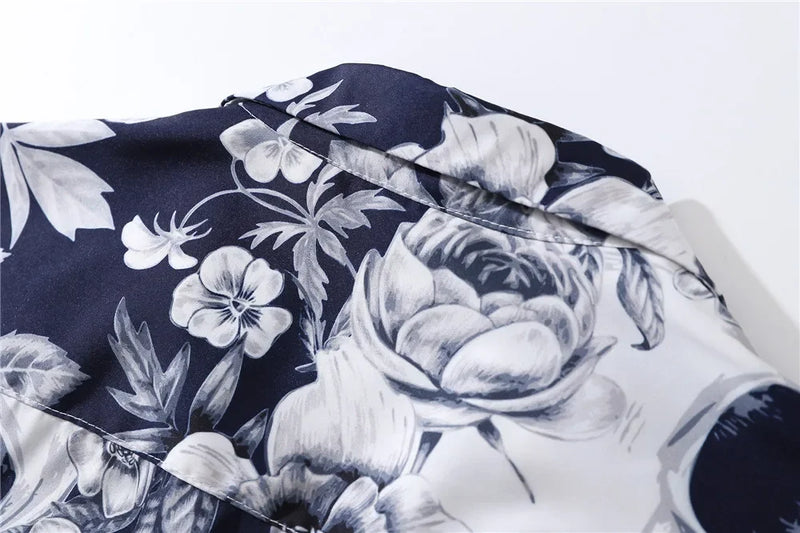 Dark Icon Skeleton Floral Men's Shirt Summer Vintage Shirts for Men Male Top