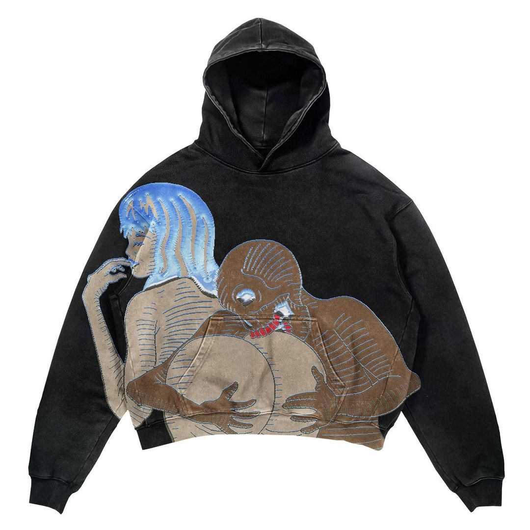 Gothic Oversized Tee – Pink Grunge Oversized Sweatshirt Zip Up Hoodie Letter Printi – Streetwear Fashion for Men & Women