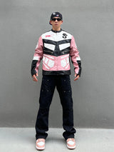 racing jackets fashion letter embroidery patchwork zipper jacket coats men hip hop pu lether outerwear casual streetwear nan  - variant style 738b31 for streetwear fashion