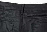 streetwear kanye slim fit feet coated black jeans pants for men pocket brushed wax tapered pants man casual cargo jeans y2k unique cargo style 4563