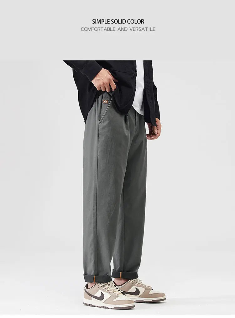 japanese casual pants mens spring autumn loose fashion solid color simple elastic waist sports pants man harem trousers unique default style 2273