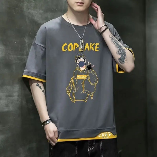 Glitchcore Chrome logo – Hot Summer Mens T Shirt Korean Version Of Harajuku High Stre
