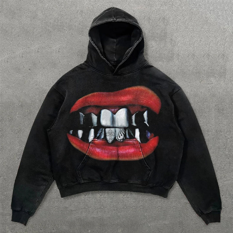 Harajuku Oversized Gothic Letter Print Hoodies Women Streetwear Sweats