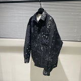 2023 Early Winter Shirt Lightweight Down Jacket Coat Trendy Fashion Luminous Cashew Flower Printed Men's Shirt