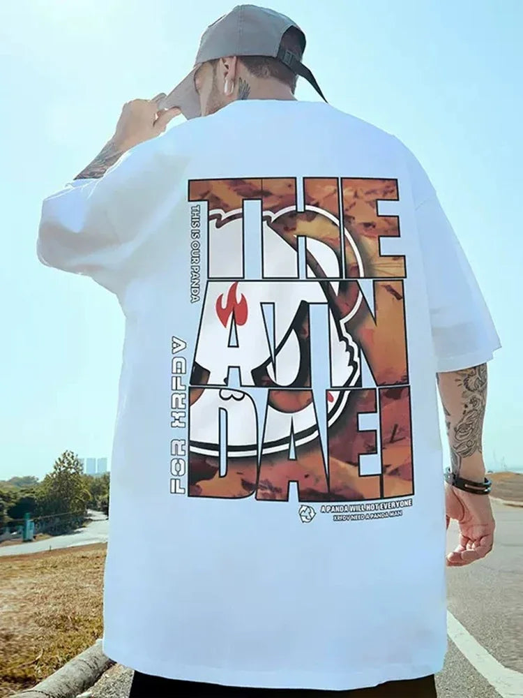 Y2k Barcode glitch – Hip Hop Panda Graphic Printed T Shirt For Men Summer Casual