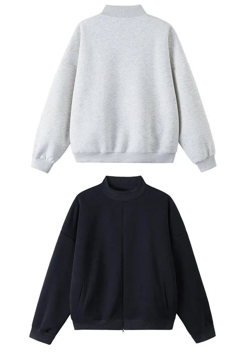 Stand Collar Half Zipper Pullover Casual Sweatshirt Men Women Streetwe