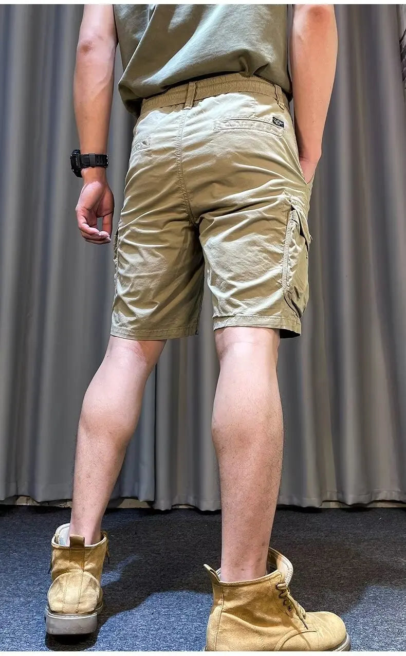 Men Trend Cargo Shorts Cotton High Quality Hot Sale Hip Hop Punk Wash Military Multi-pocket Casual Male's Outdoor Straight Short