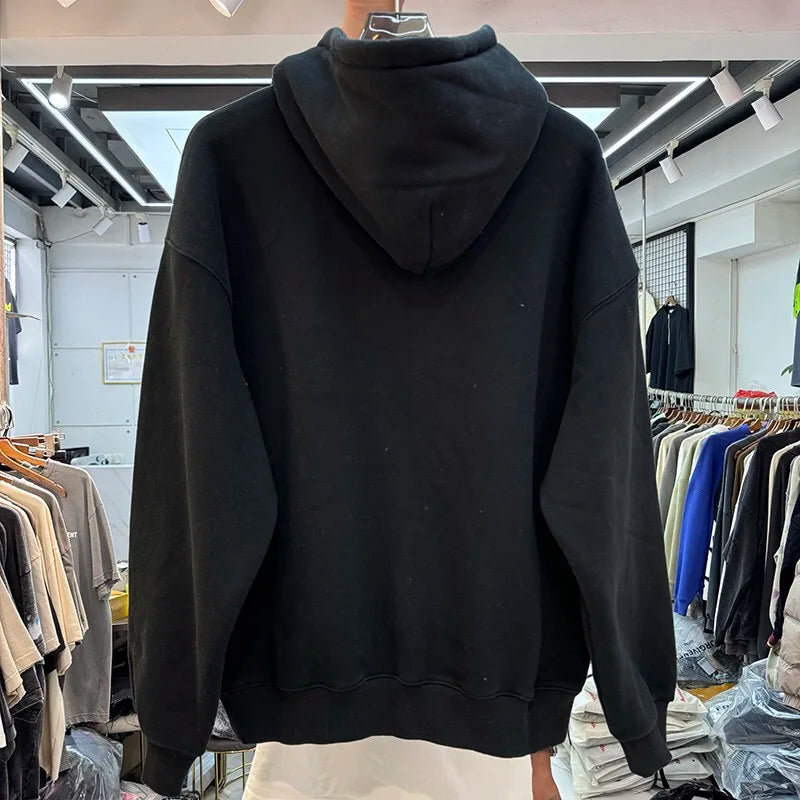 Skateboard streetwear hoodie with retro grunge prints