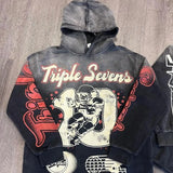 Street Hip Hop Rock Letters Anime Print Oversized Pullover Hoodie Men