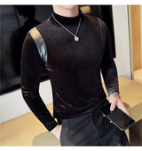 Trapwear Graphic tee – Turtleneck Stretch Slim Fit T Shirt Men Long Sleeve Thicken