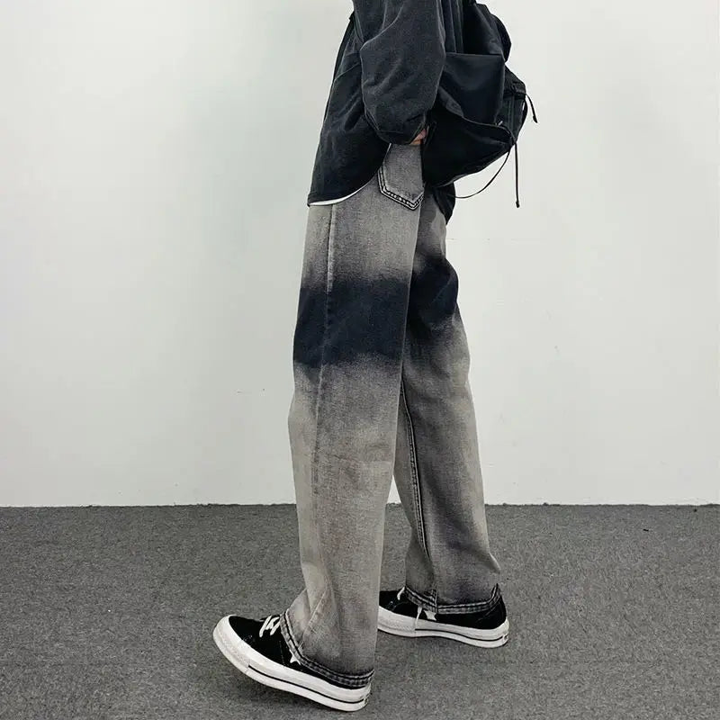 2023 autumn new light luxury fashion wide leg jeans all match slim fit loose straight trousers fine boutique decoration unique jeans style 3853