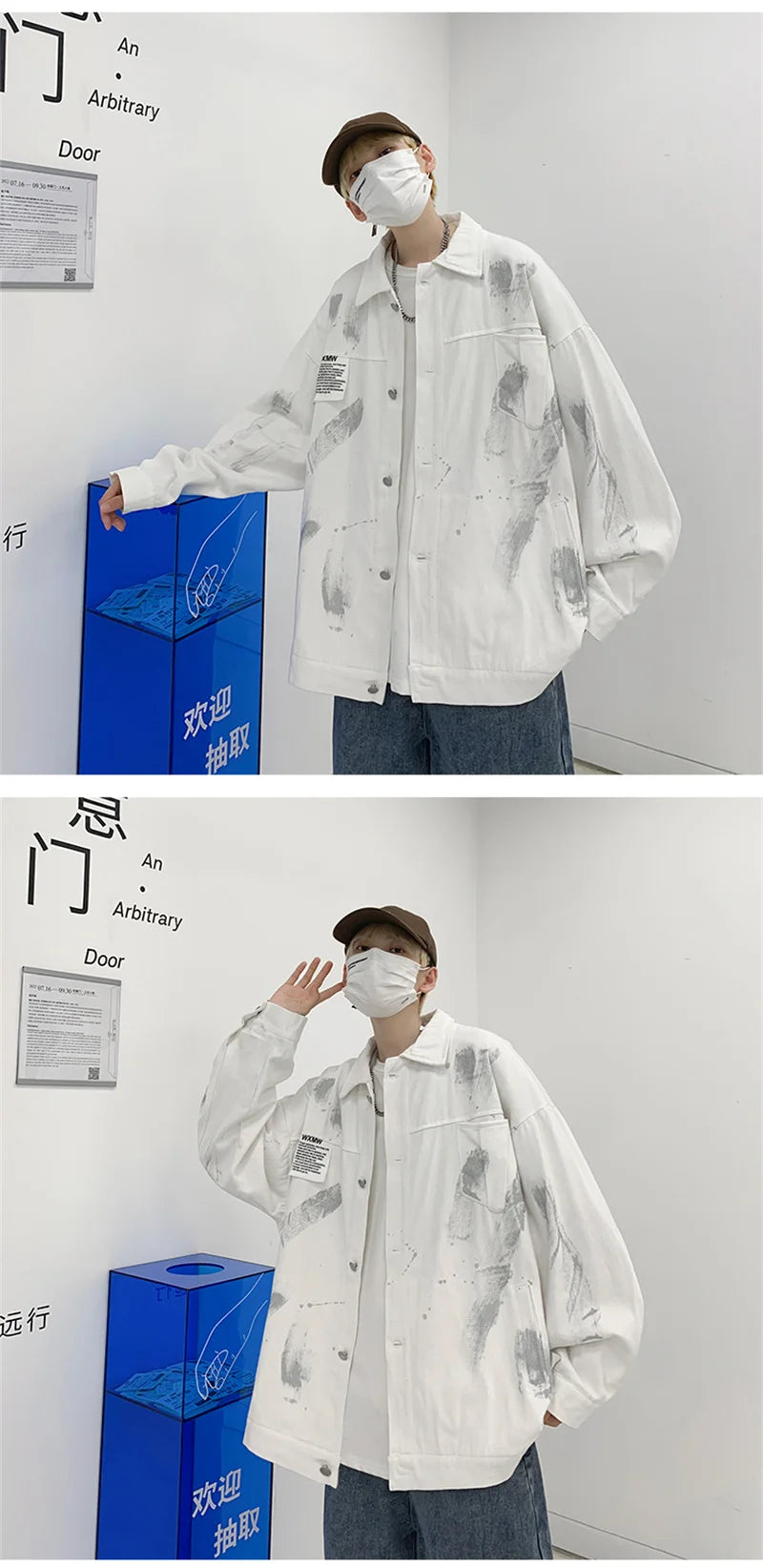 zip-up streetwear jacket, fall/winter fashion, men's streetwear fashion, trendy oversized fit, urban techwear design, modern 