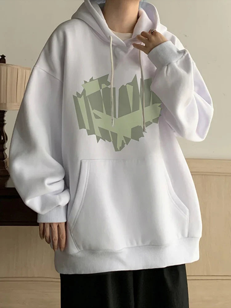 Autumn New Love Graphic Print Hoody Sweatshirts Man Hip Hop Oversized