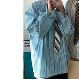 2023 Summer New Fashion Striped Shirt Men's Long-sleeved Korean Version Loose Shirt Versatile Casual Jacket Boutique Clothing