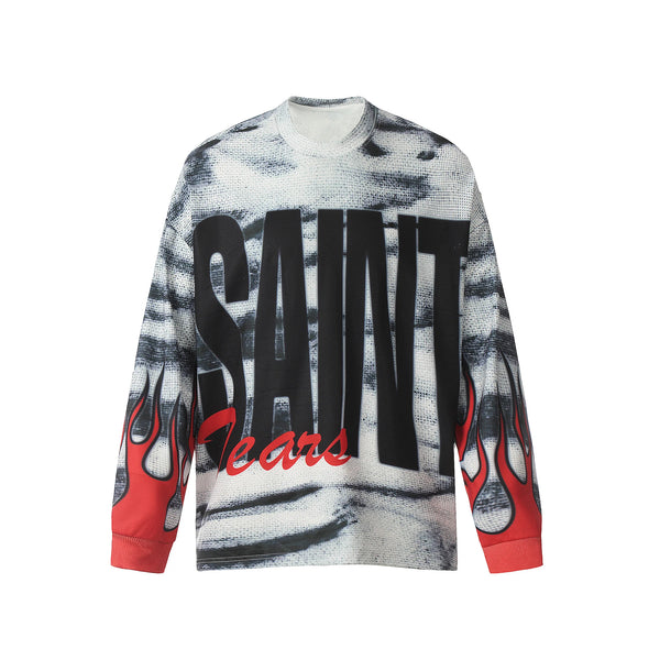 anime vintage t-shirt featuring vintage sm brand fashion full letter print quality cotton high street casual loose long sleeve t shirt pullover for men