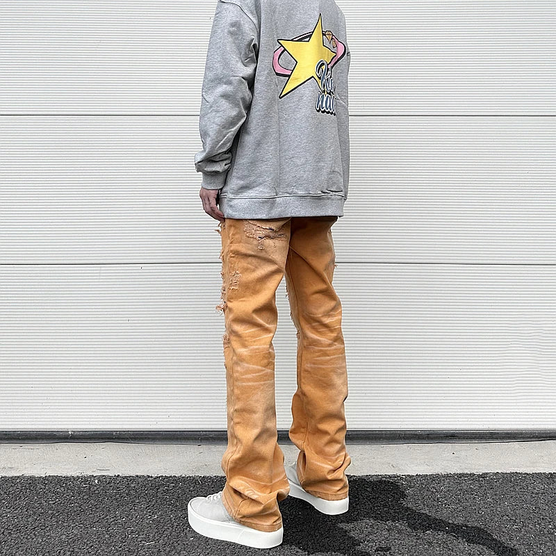 american high street washed torn jean mens y2k baggy ripped jeans cat whisker patch straight tube casual pants jeans hip hop unique jeans style 808