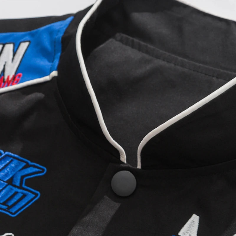 fashion racing style jacket coat mens letter embroidery loose coats unisex streetwear new casual motorcycle jackets outerwear - variant style 8663cf for streetwear fashion