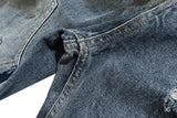 men blue ripped baggy jeans dirty printed distressed loose denim pants male luxury designer fashion jeans trousers unique jeans style 1370