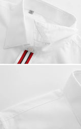 New 2021 Luxury Men Classic Embroidered bee stripe Ribbon Fashion Cotton Casual Shirts Shirt High Quality Short Sleeves A65