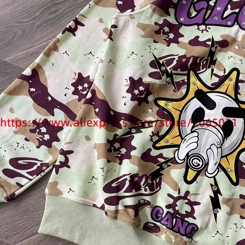 Towel Embroidered Cartoon Camouflage Glo Gang The Glory Full Zip Hoodi