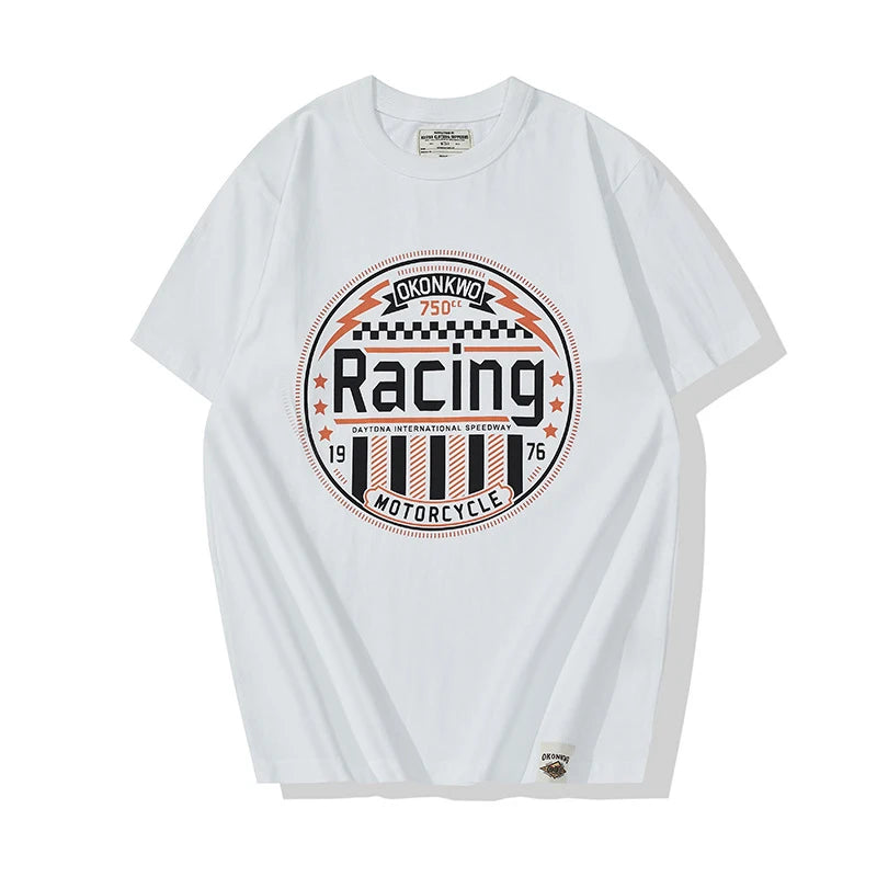 Skatercore Oversized shirt – Amekaji Vintage Mens T Shirt 2022 Spring Summer New Motorcyc