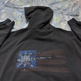 Retro alternative skate hoodie with rough-washed look