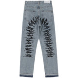 fashion back letters embroidery denim jeans mens casual zipper straight harajuku jean trouser hip hop streetwear pants joggers streetwear sweatpants