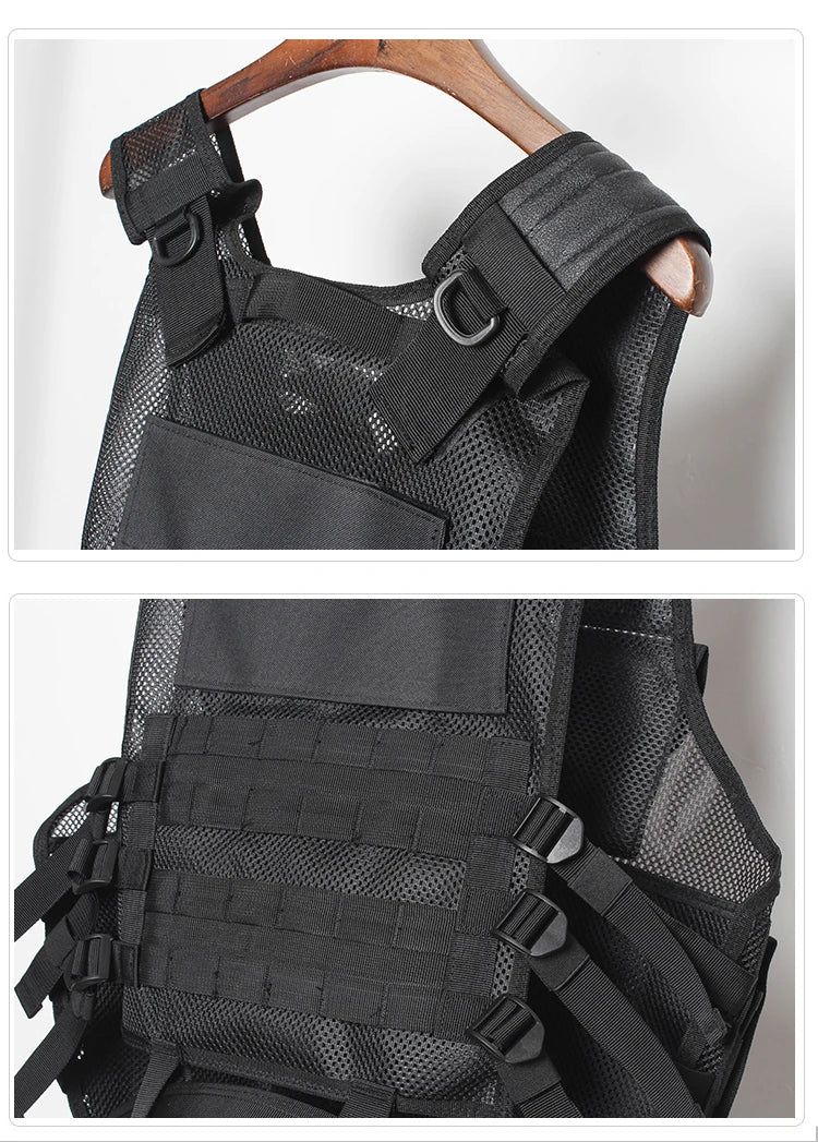 hip hop sleeveless vests mesh adjustment cargo waistcoat with pockets zipper military jacket streetwear tactical vest sweatsh - variant style 8a7dd7 for streetwear fashion