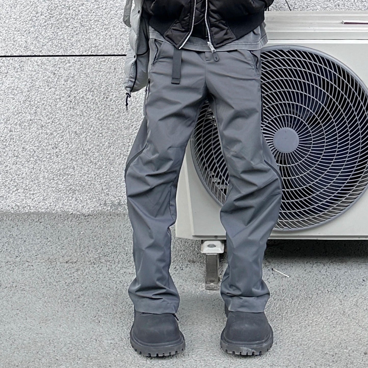 streetwear ribbons functional curve zipper baggy cargo pants for men vibe style straight baggy casual trousers oversized unique cargo style 792