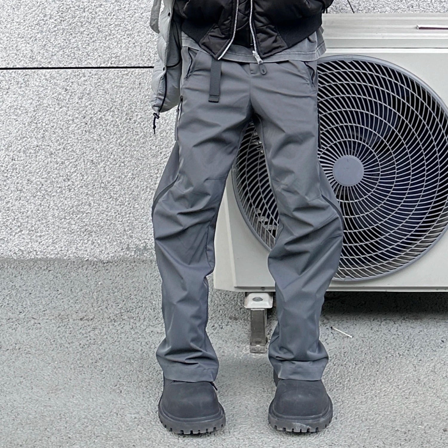 streetwear ribbons functional curve zipper baggy cargo pants for men vibe style straight baggy casual trousers oversized unique cargo style 792